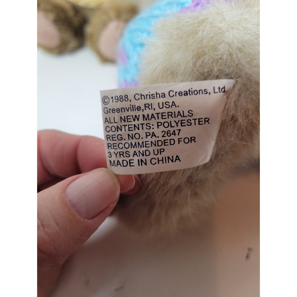 Chrisha Playful Plush Easter Bunny Rabbits Yellow Sweater Jointed Legs Soft - Picture 5 of 5
